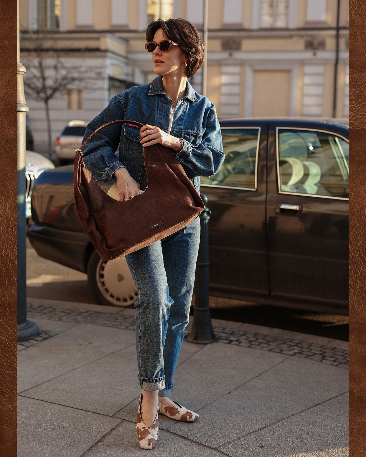 Hobo taška dámská z ekologické semišové kůže hnědá