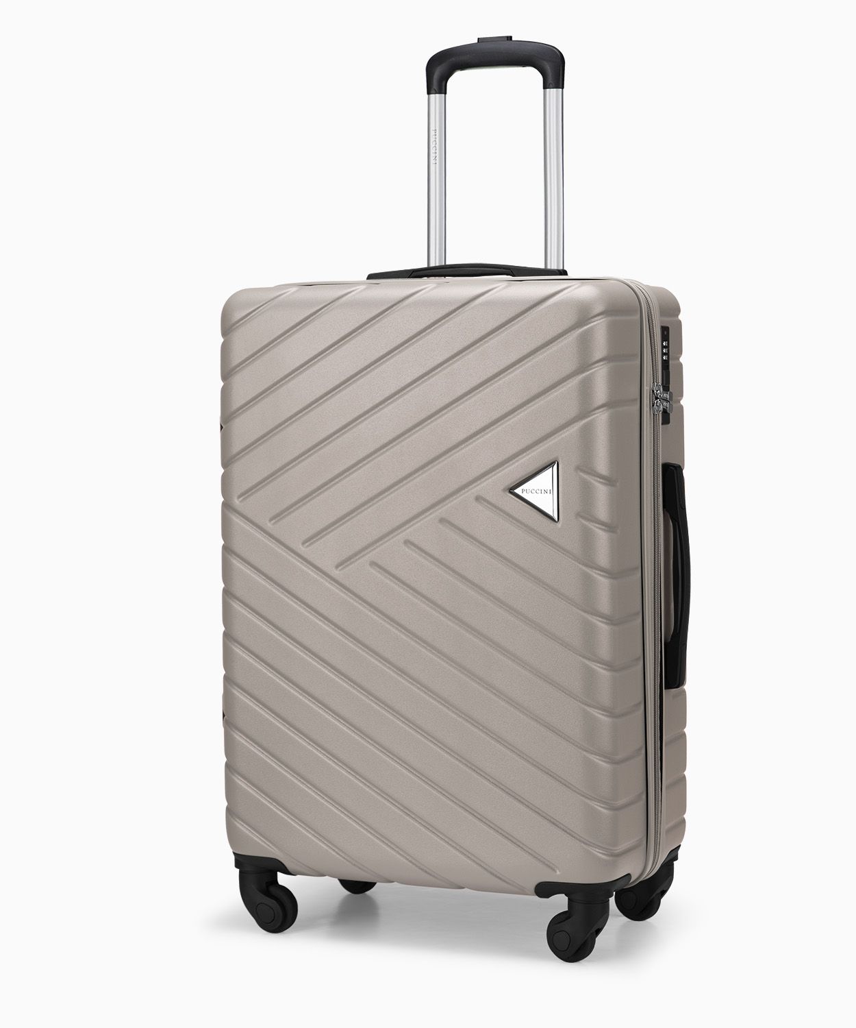 Středně velký kufr na kolečkách v barvě šampaňská