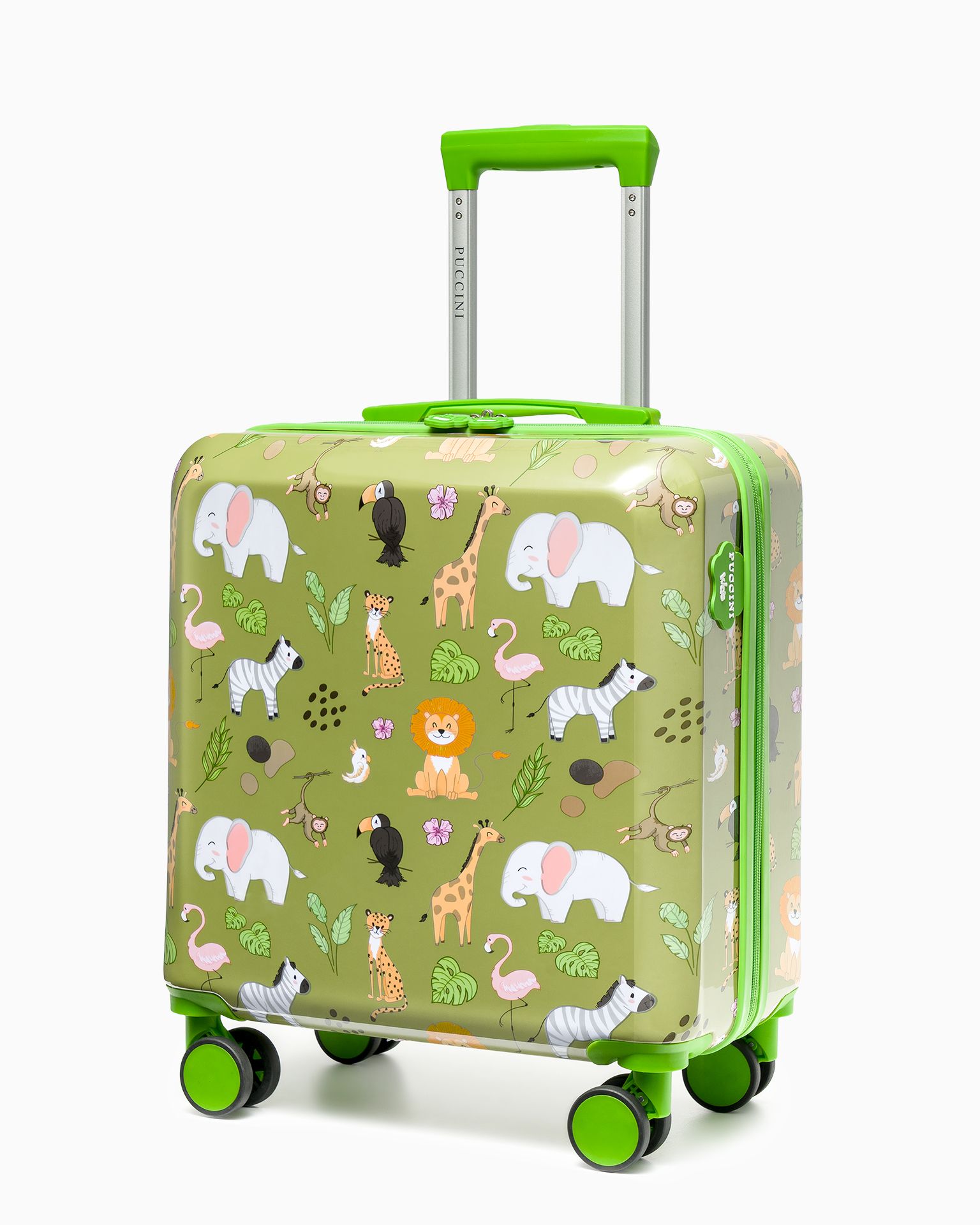 Sada kufr pro děti + cestovní polštář zelený safari