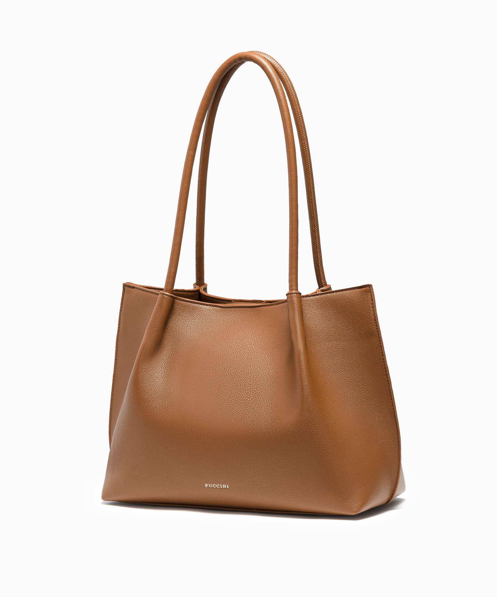 Velká nákupní taška s kosmetickou taštičkou hnědá