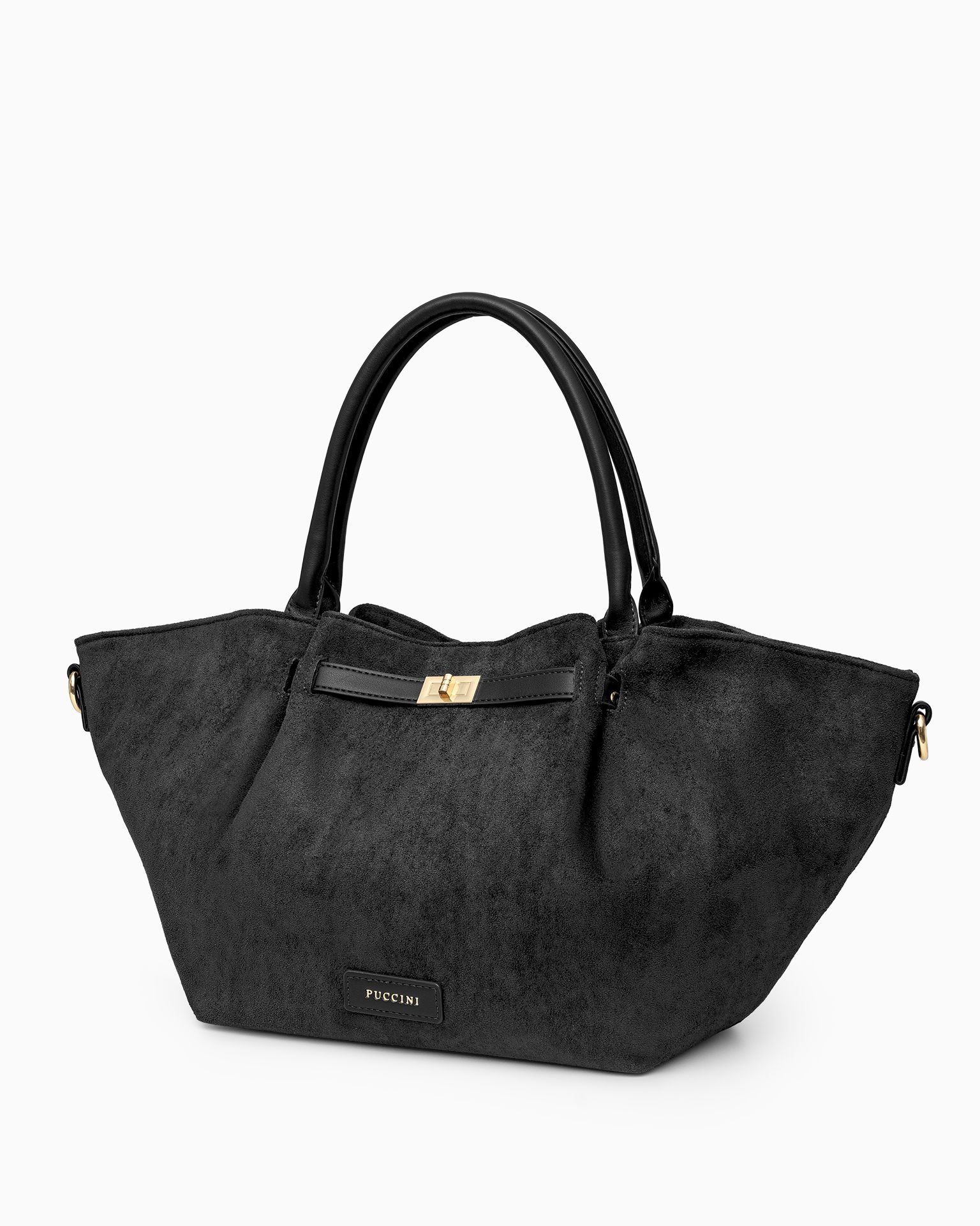 Černá dámská kabelka z ekologického semiše