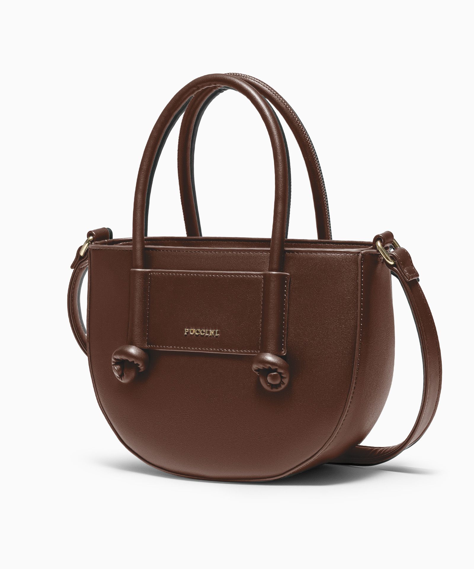 Dámská malá crossbody kabelka s uchy z ekologické kůže hnědá