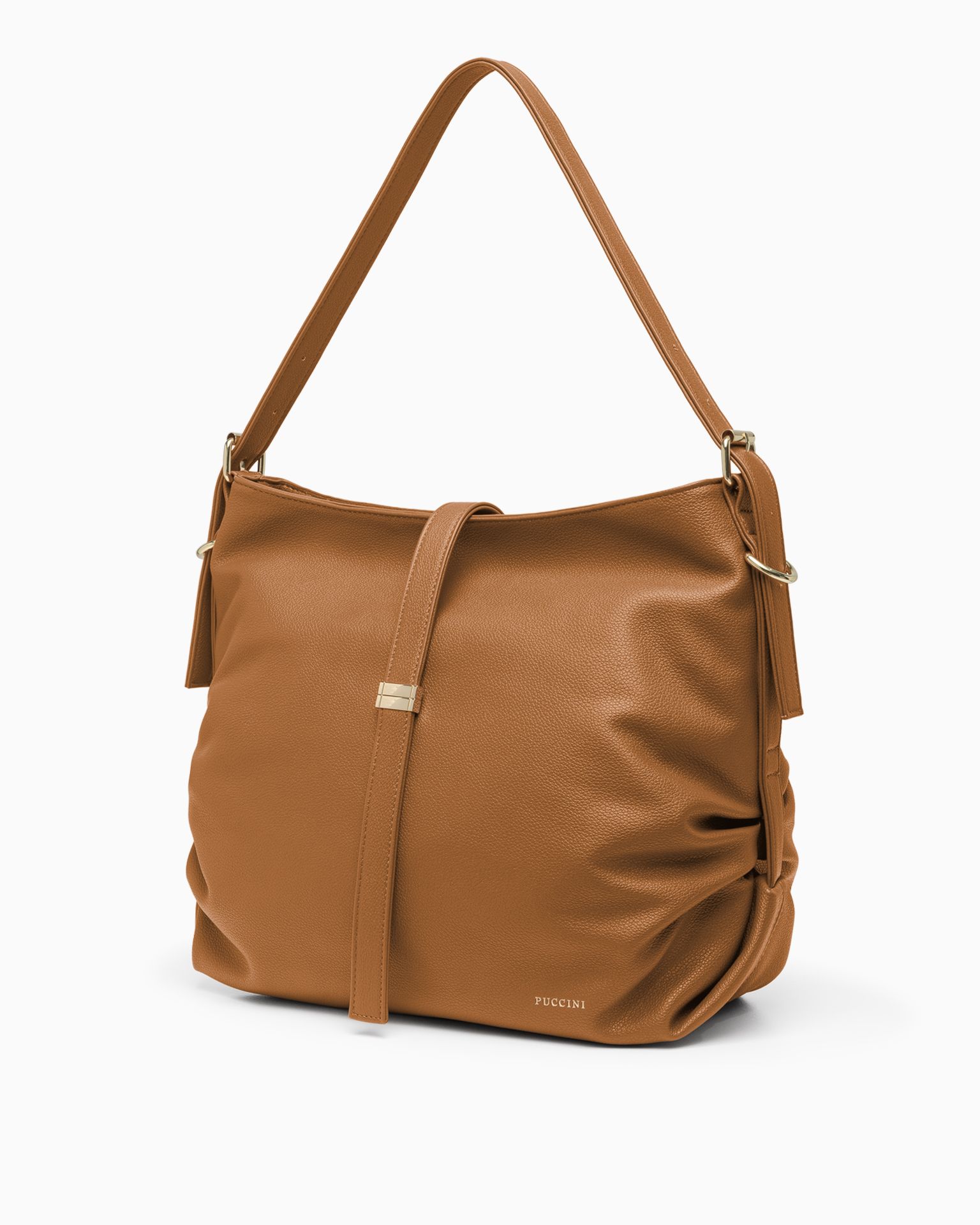 Dámská velká taška přes rameno z ekologické kůže, světle hnědá