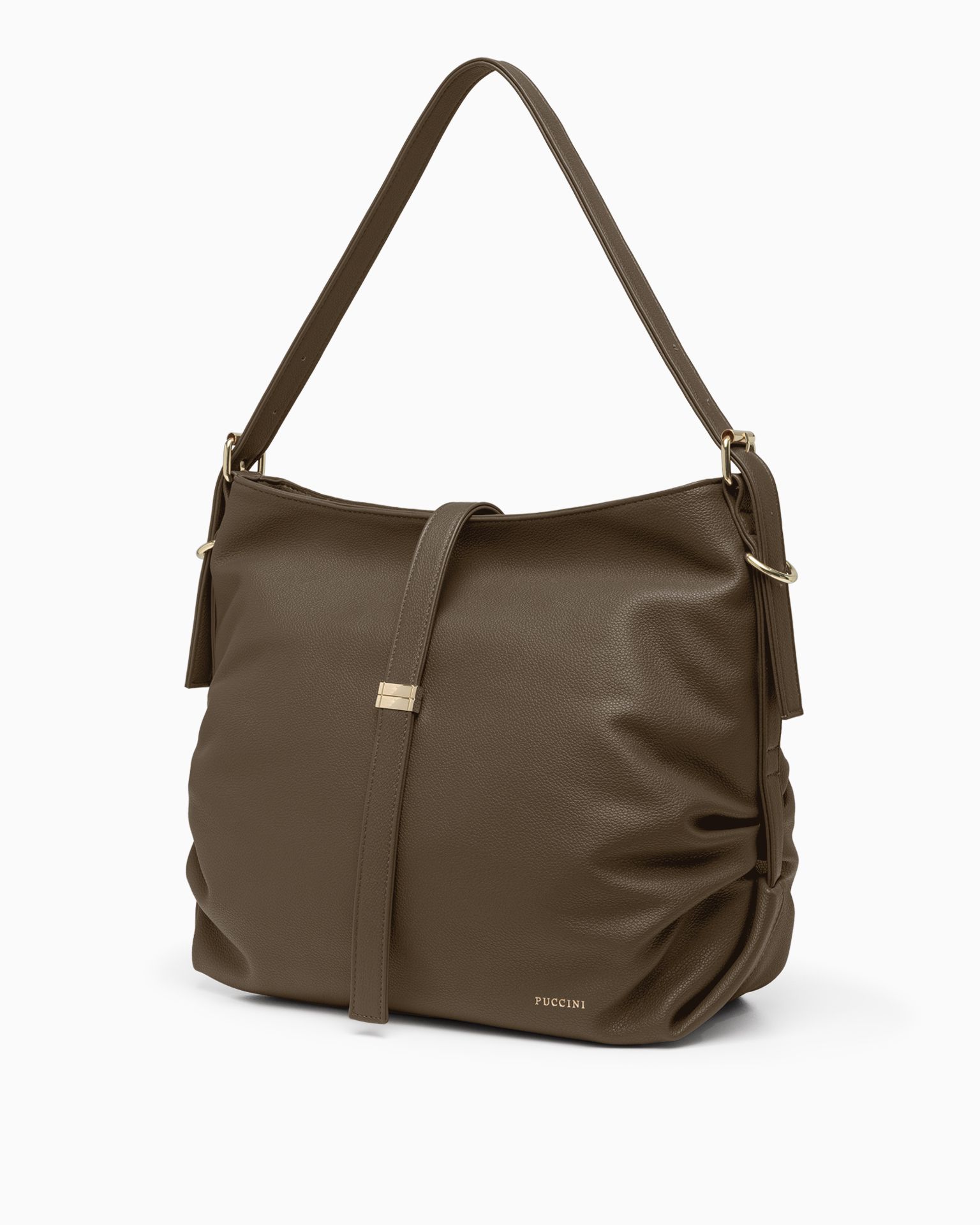 Velká dámská taška přes rameno z ekologické kůže, hnědá