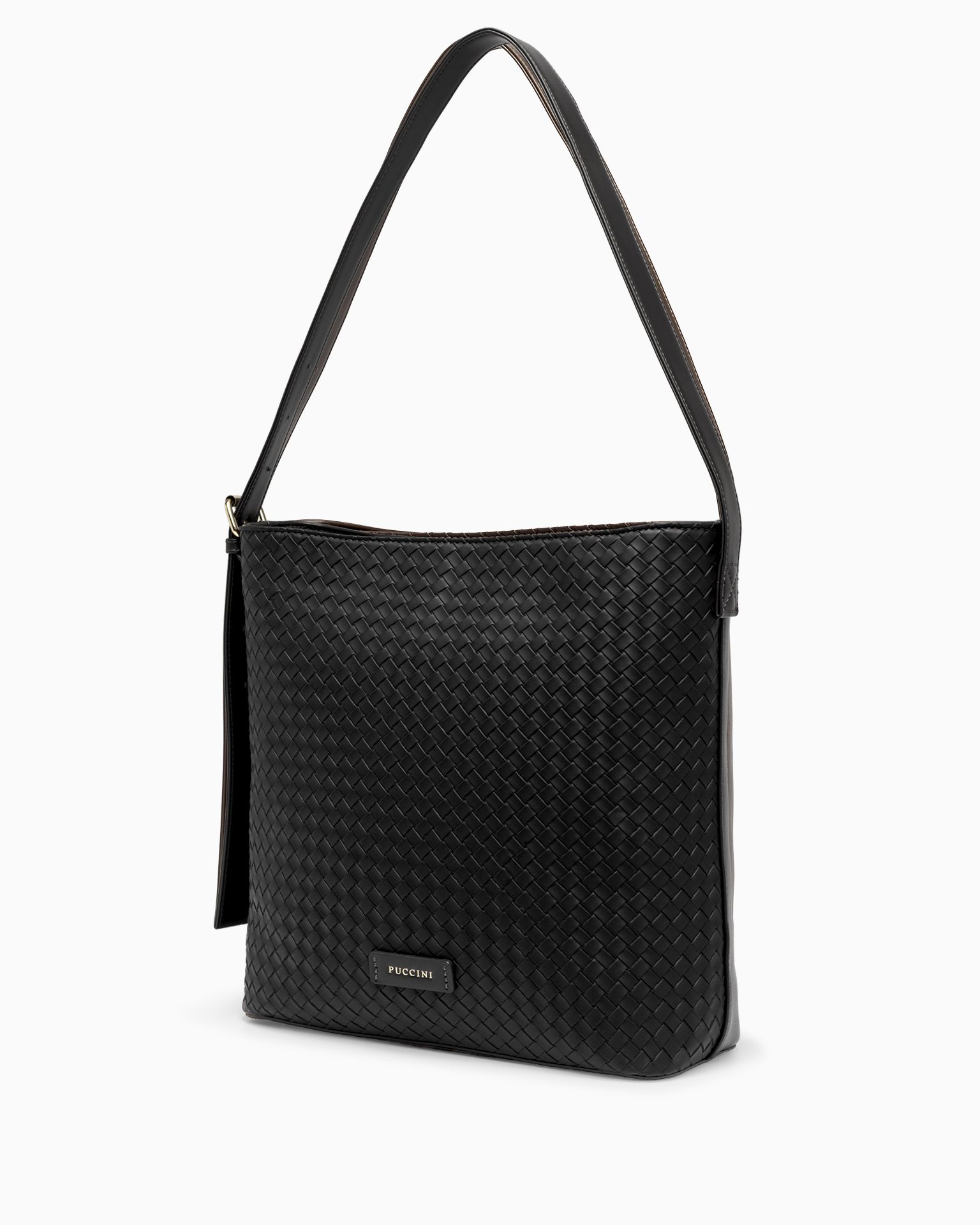 Dámská taška přes rameno, pletená z ekologické kůže, černá