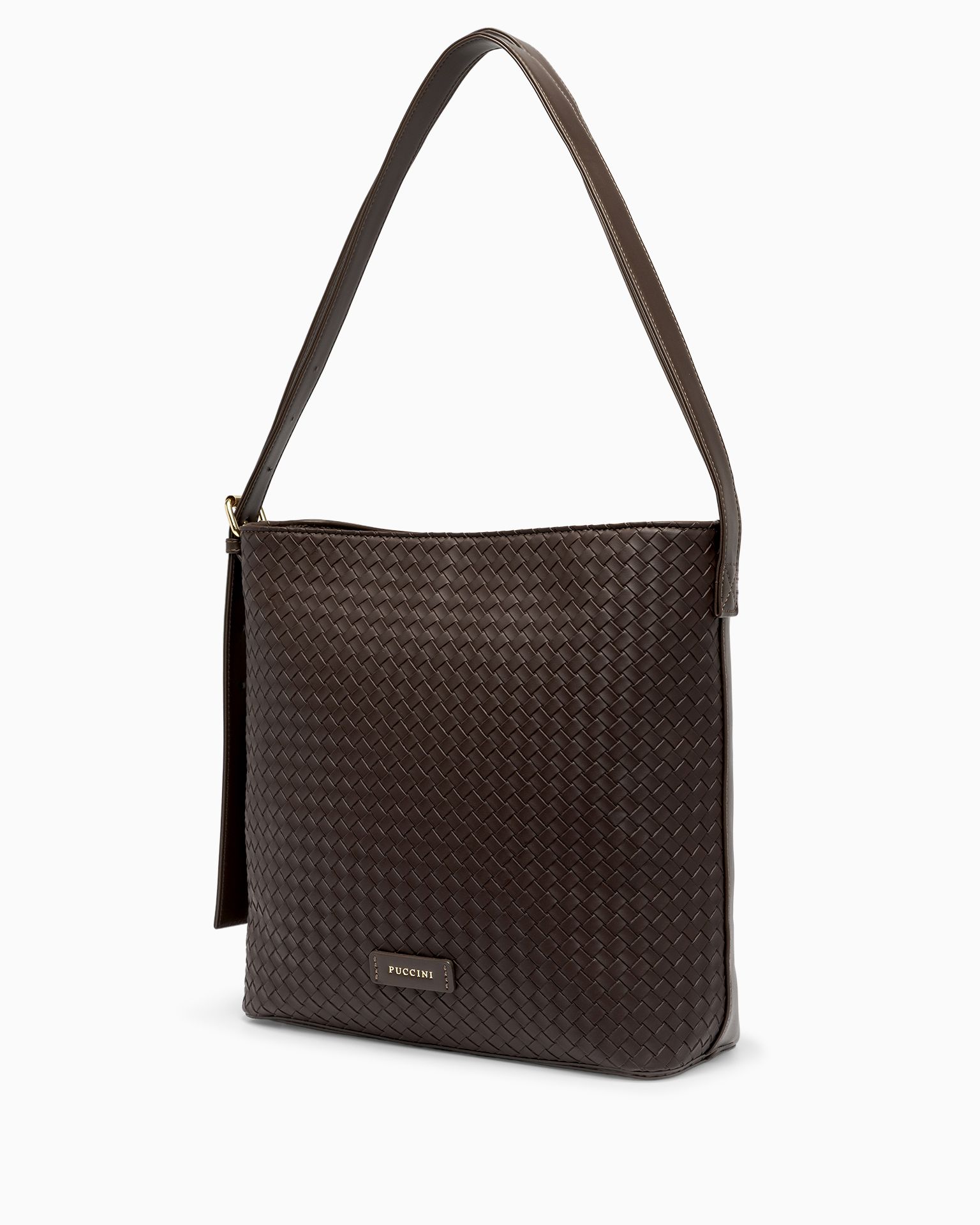 Dámská taška přes rameno, pletená z ekologické kůže, hnědá