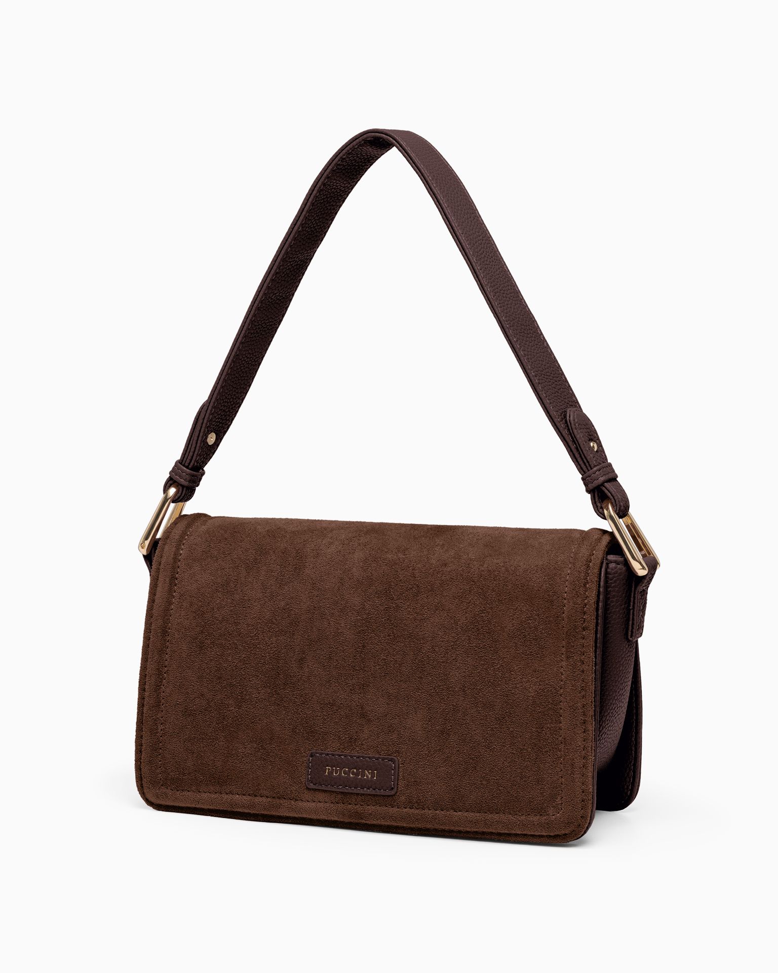 Dámská crossbody kabelka z ekologického semiše v hnědé barvě