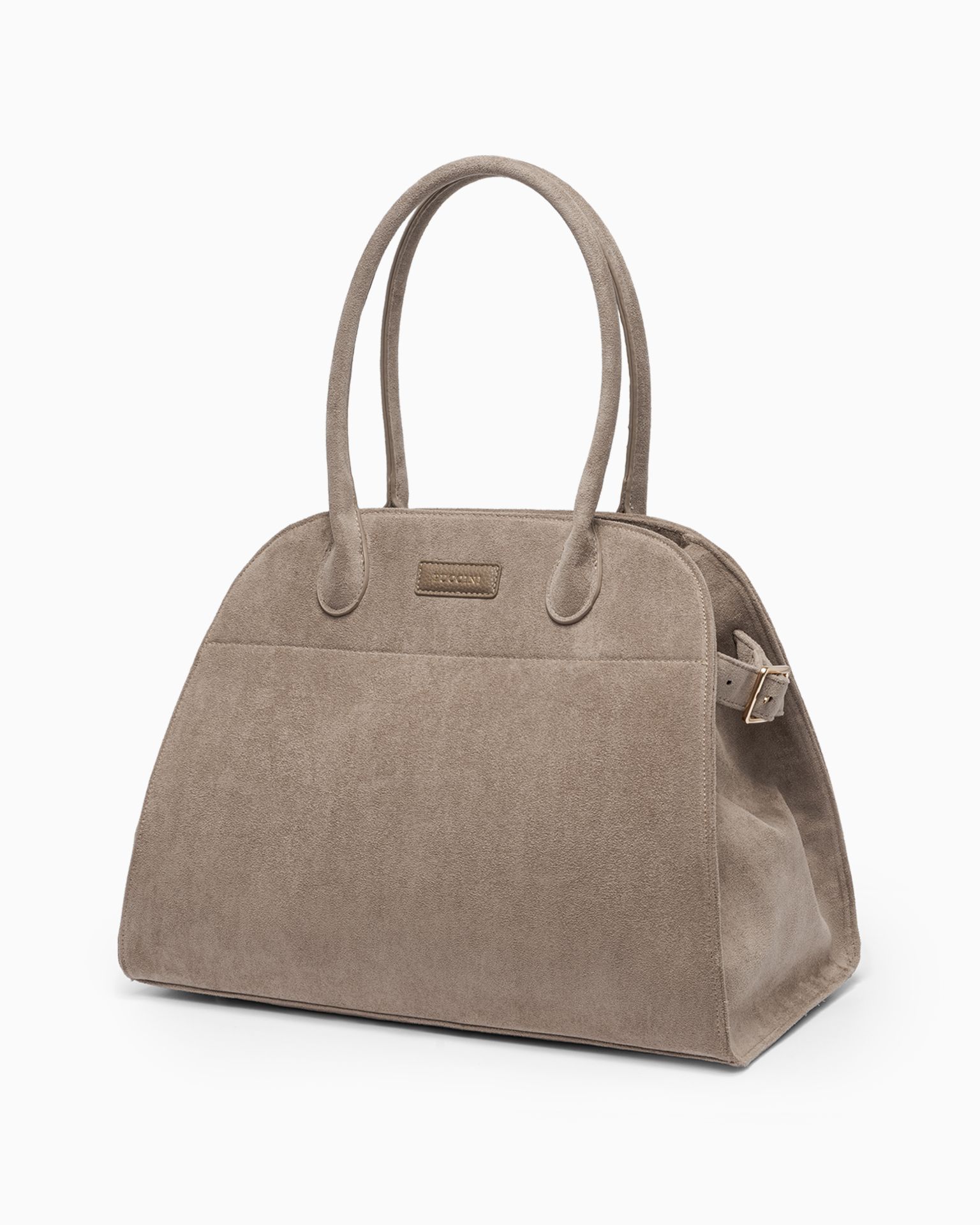 Dámská velká taška přes rameno z ekologického semiše v béžové barvě