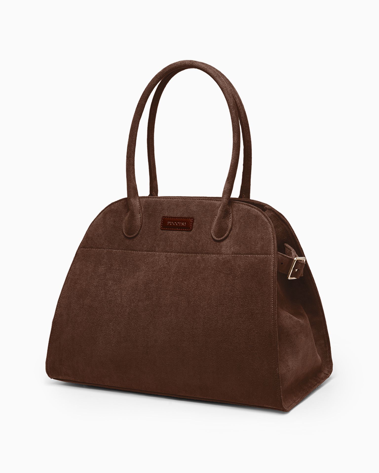 Dámská velká taška přes rameno z ekologického semiše v hnědé barvě