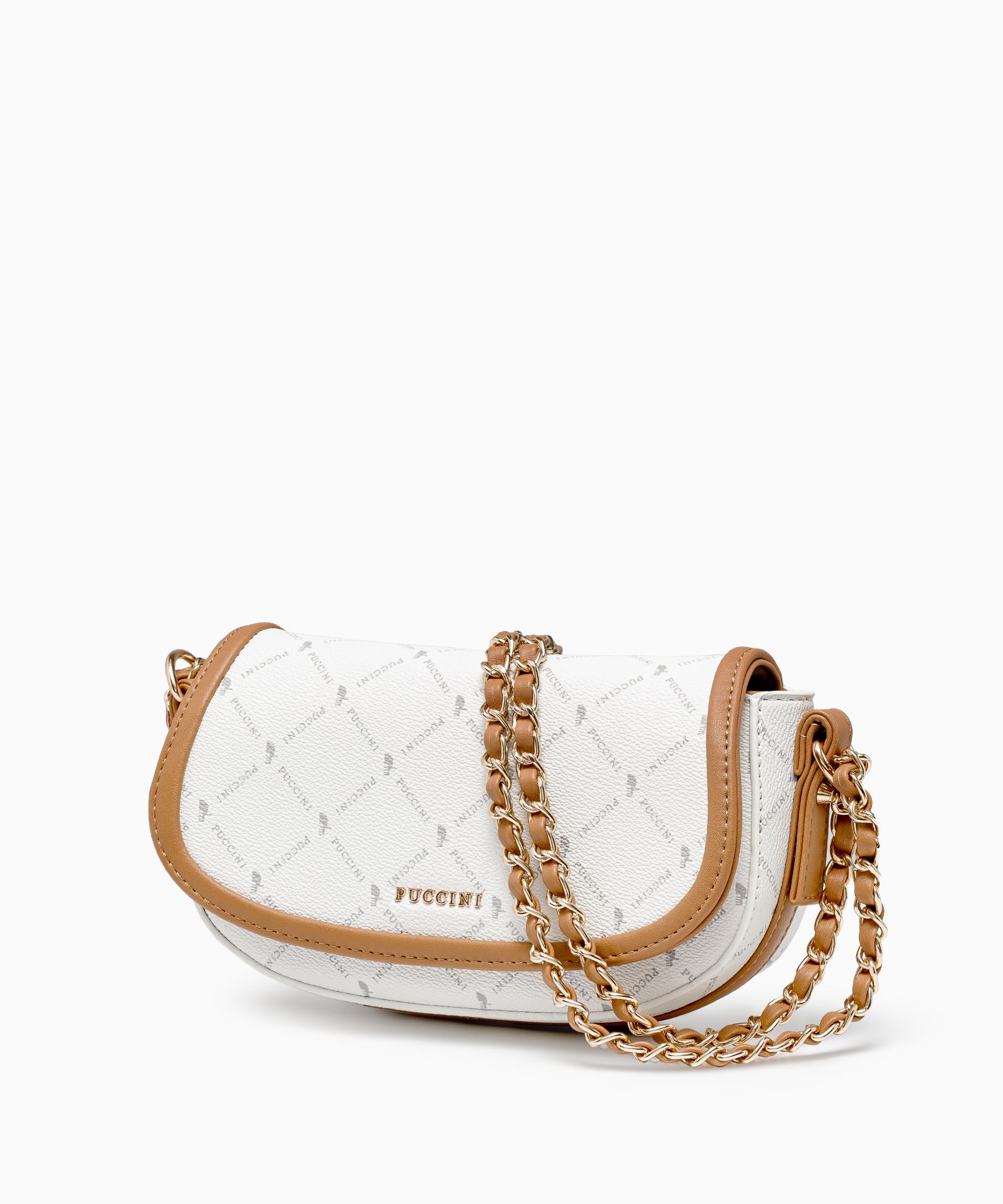 Dámská řetízková poštovní kabelka s bílým monogramem