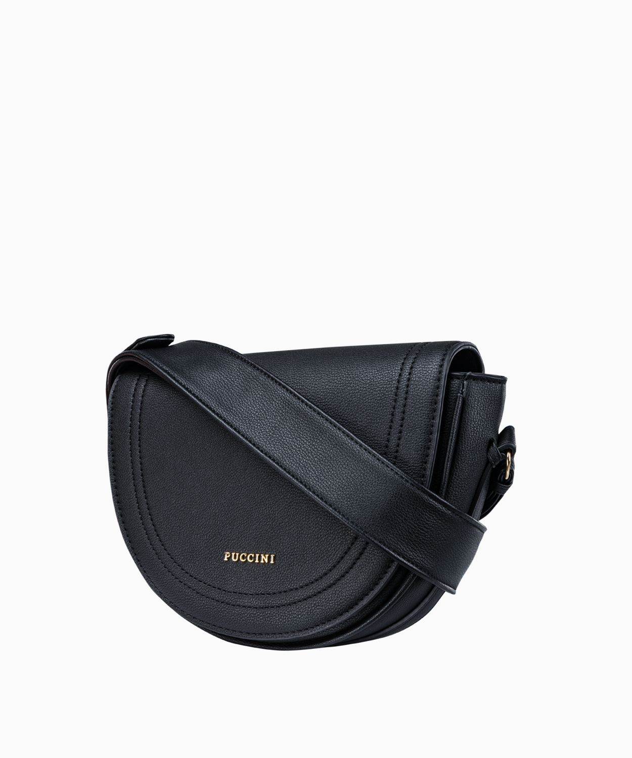 Černá dámská crossbody kabelka ve tvaru půlměsíce