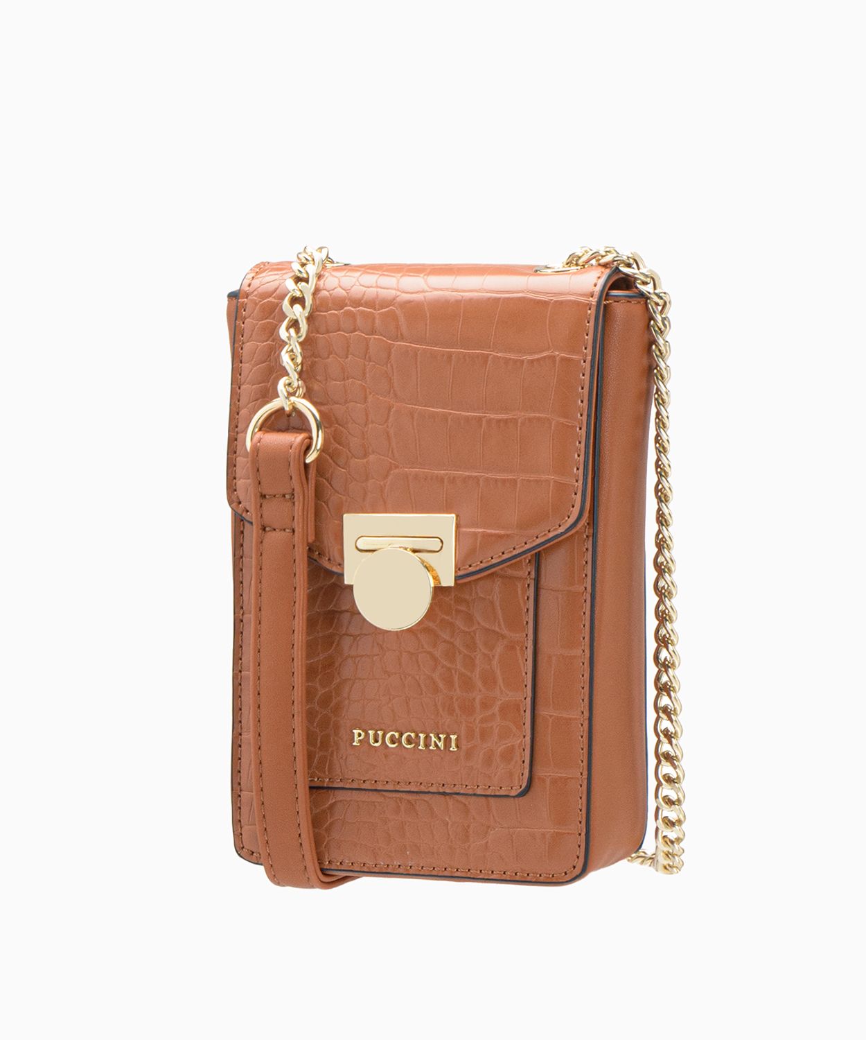 Dámská mini kabelka s řetízkem hnědá