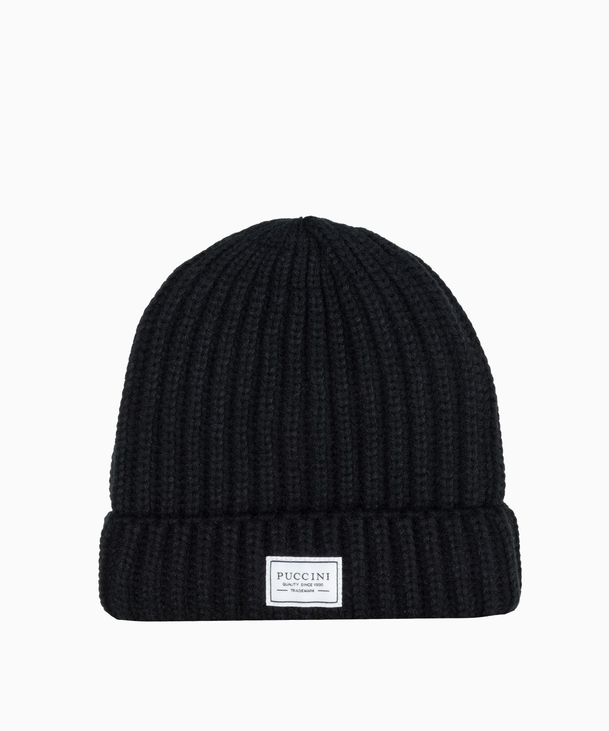 Černá čepice beanie s tlustým copánkovým vzorem