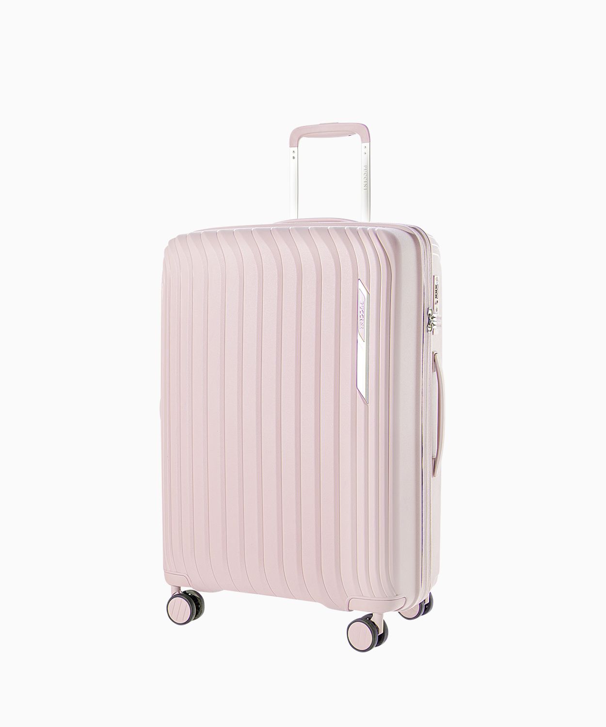 Střední kufr z polypropylenu s drážkami růžové barvy