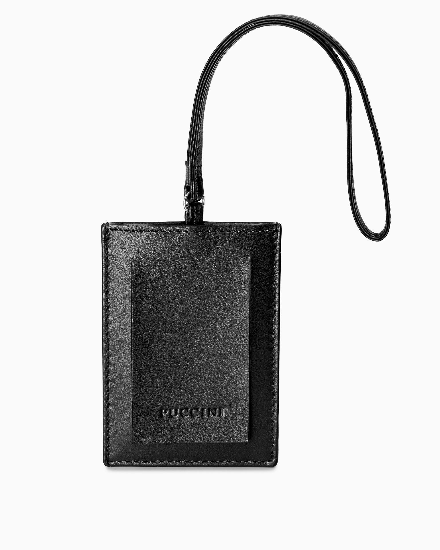 Kožená visačka na zavazadla černá