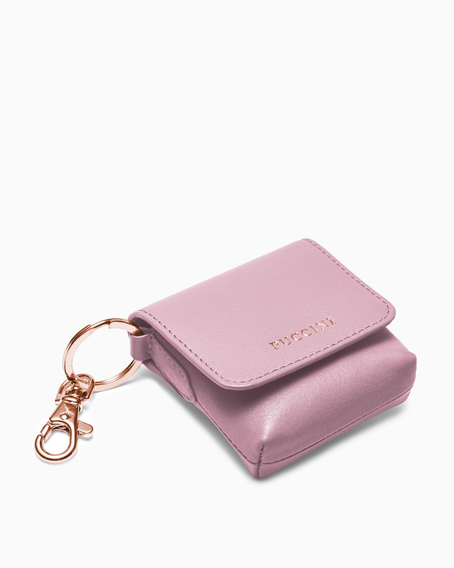 Přírodní kožené pouzdro na sluchátka růžové