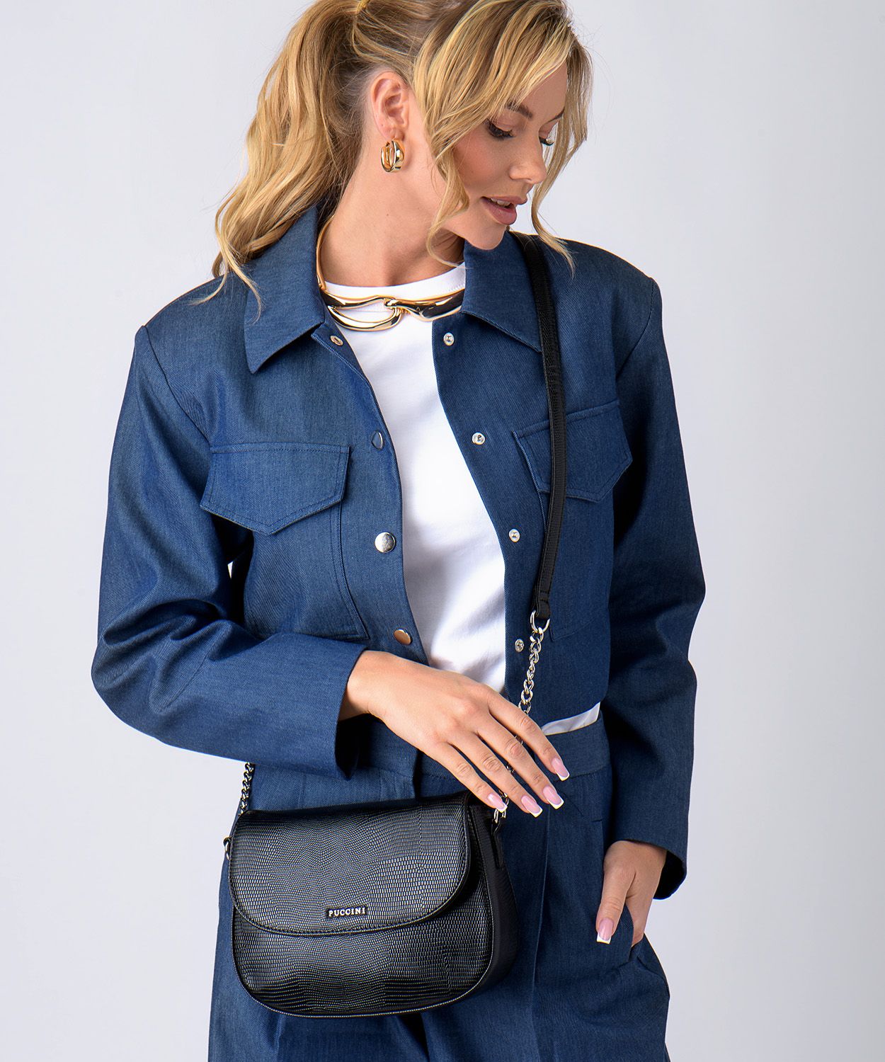 Crossbody kabelka z ekologické kůže s potiskem lizard