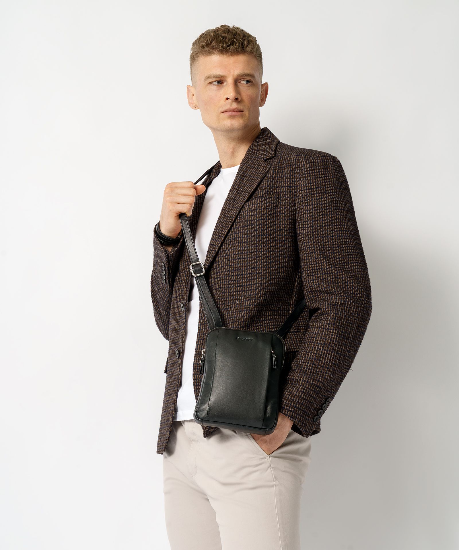 Pánská kožená crossbody taška