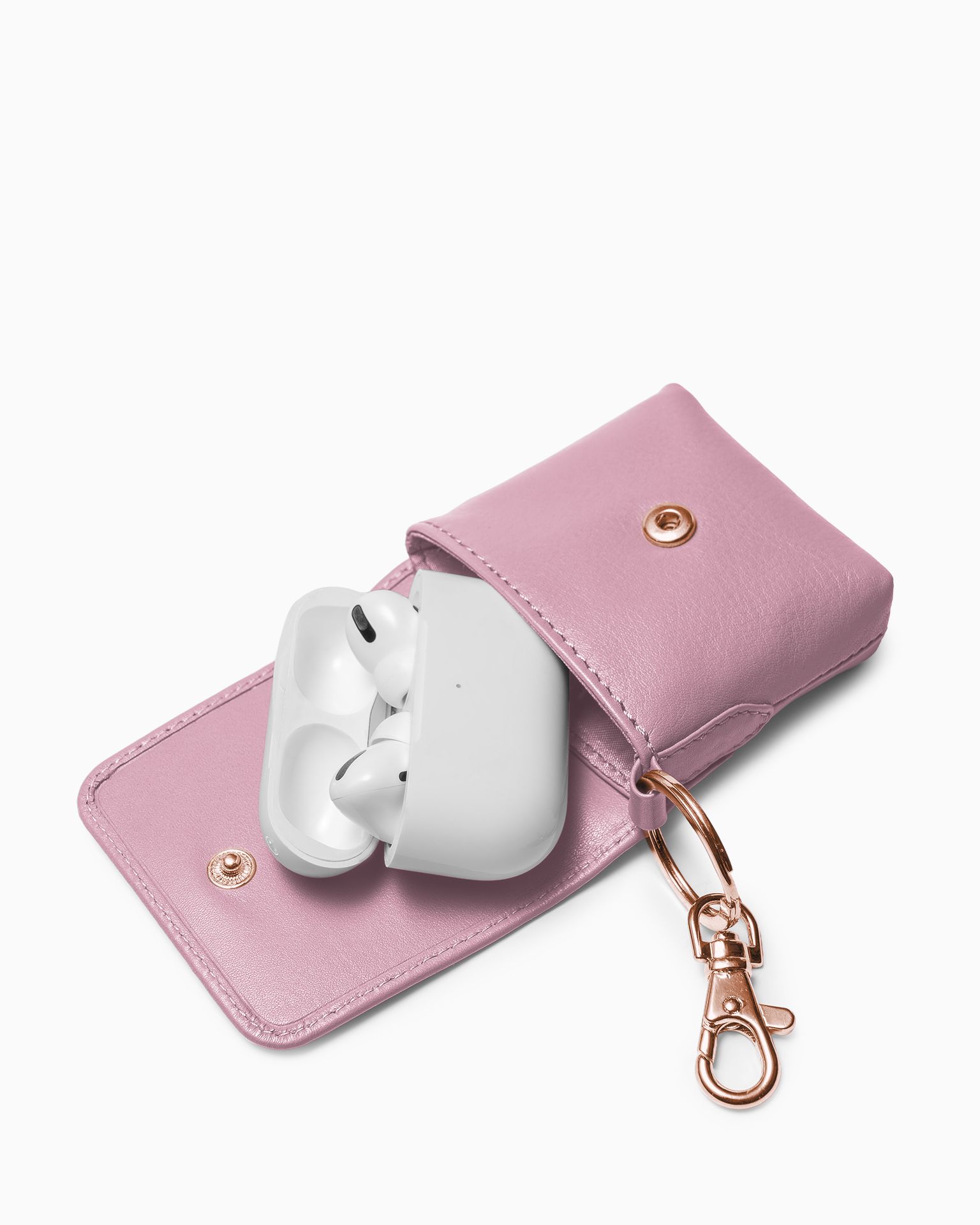 Přírodní kožené pouzdro na sluchátka růžové