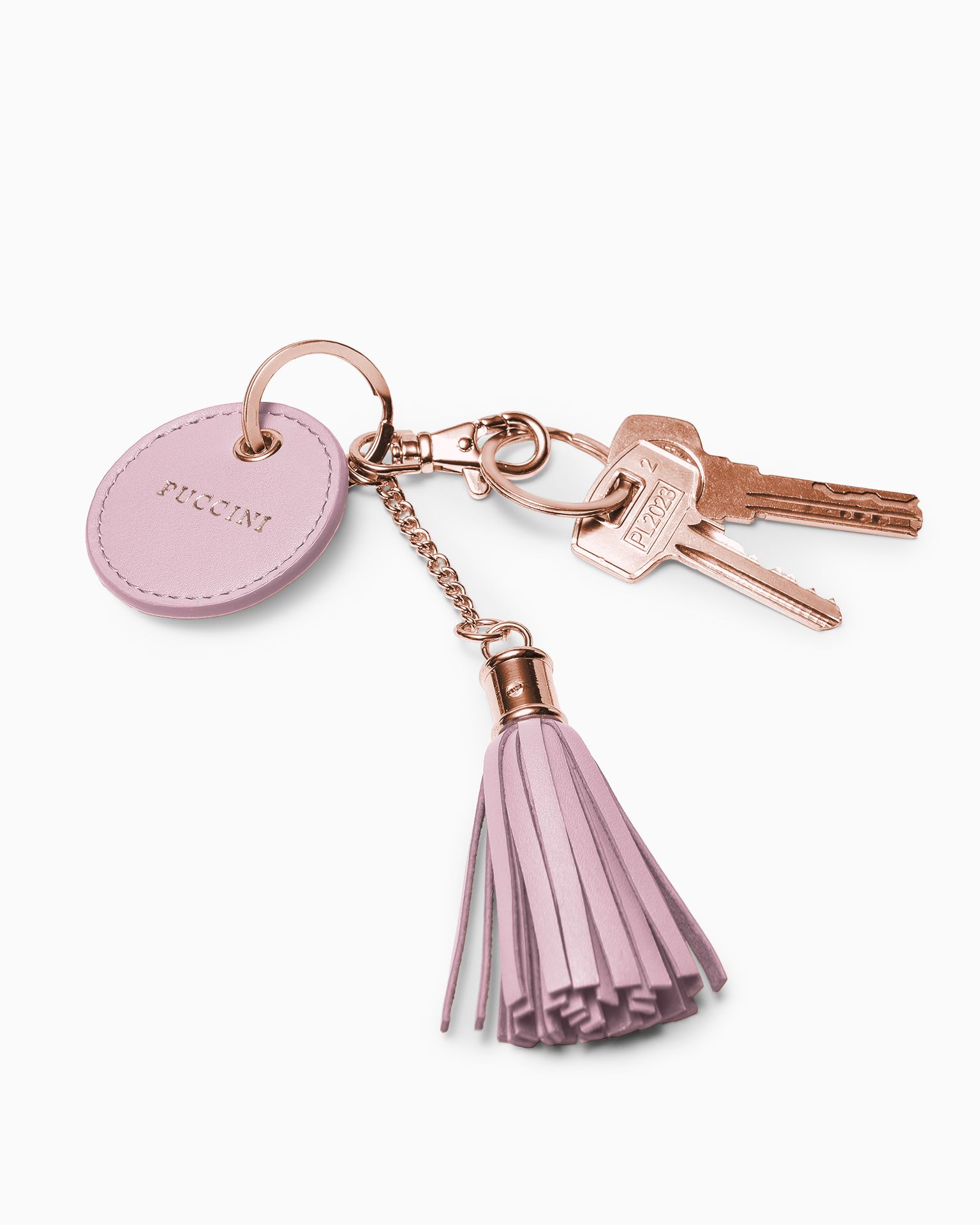 Přívěsek na klíče z přírodní kůže růžový