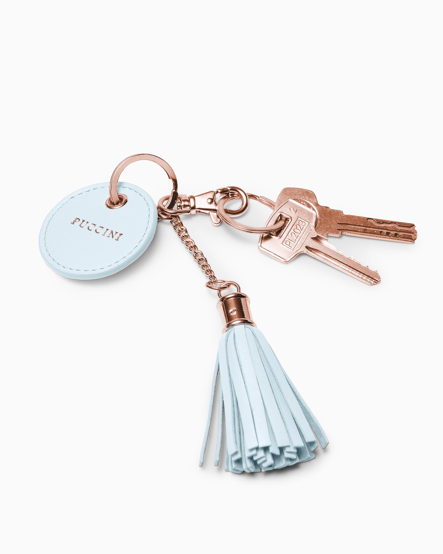 Přívěsek na klíče z přírodní kůže modrý