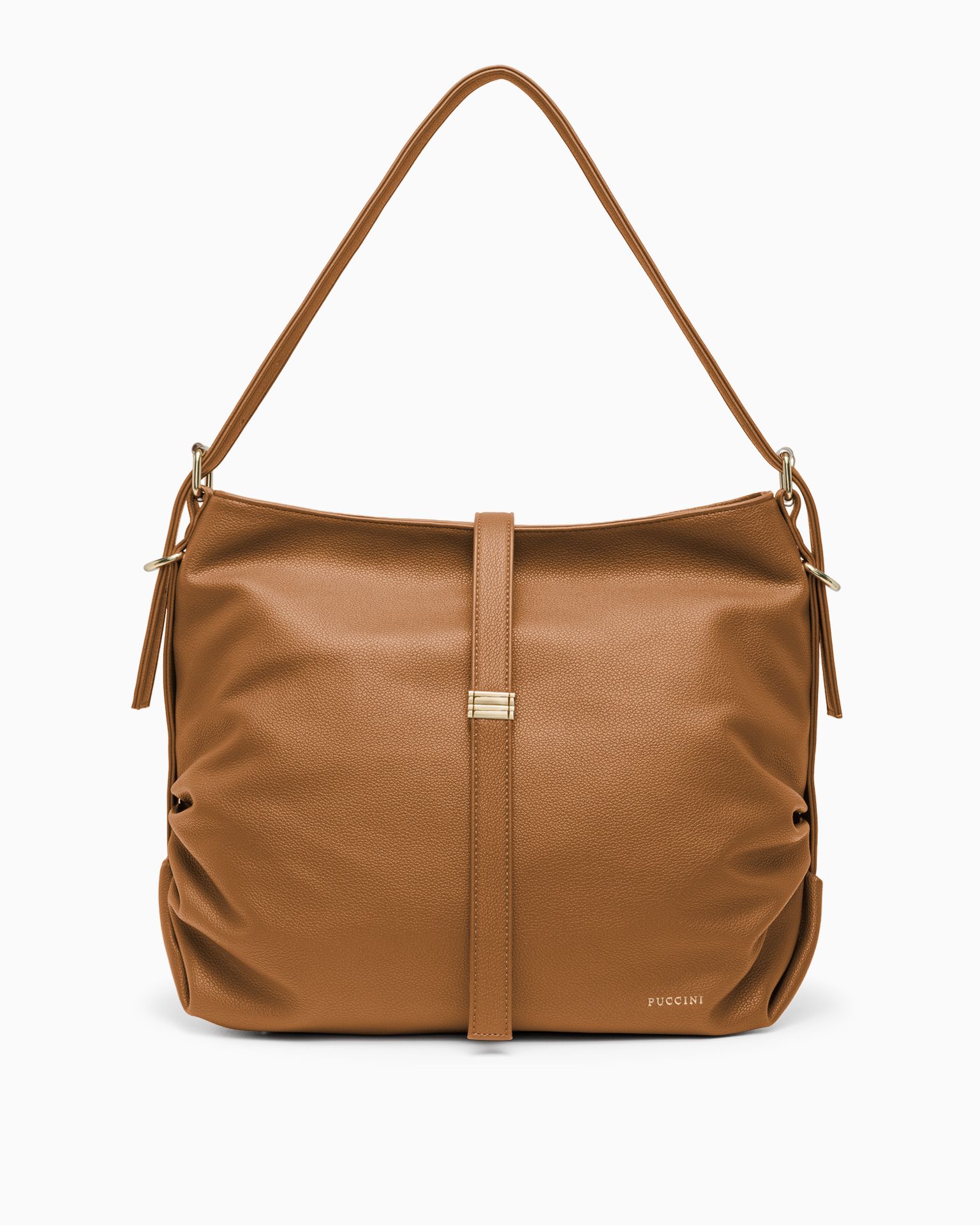 Dámská velká taška přes rameno z ekologické kůže, světle hnědá