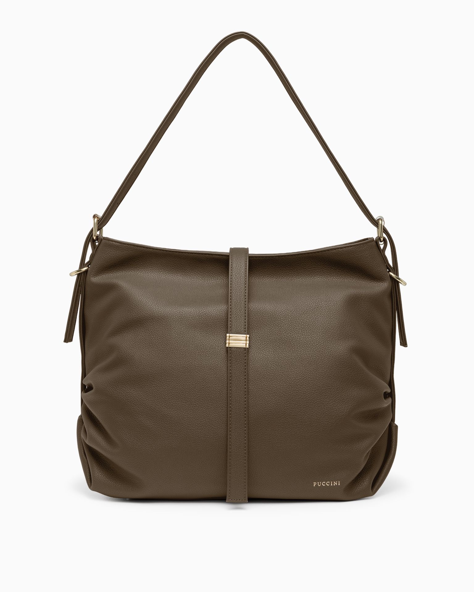 Velká dámská taška přes rameno z ekologické kůže, hnědá