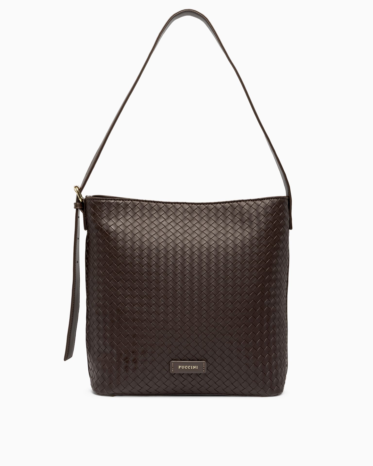 Dámská taška přes rameno, pletená z ekologické kůže, hnědá