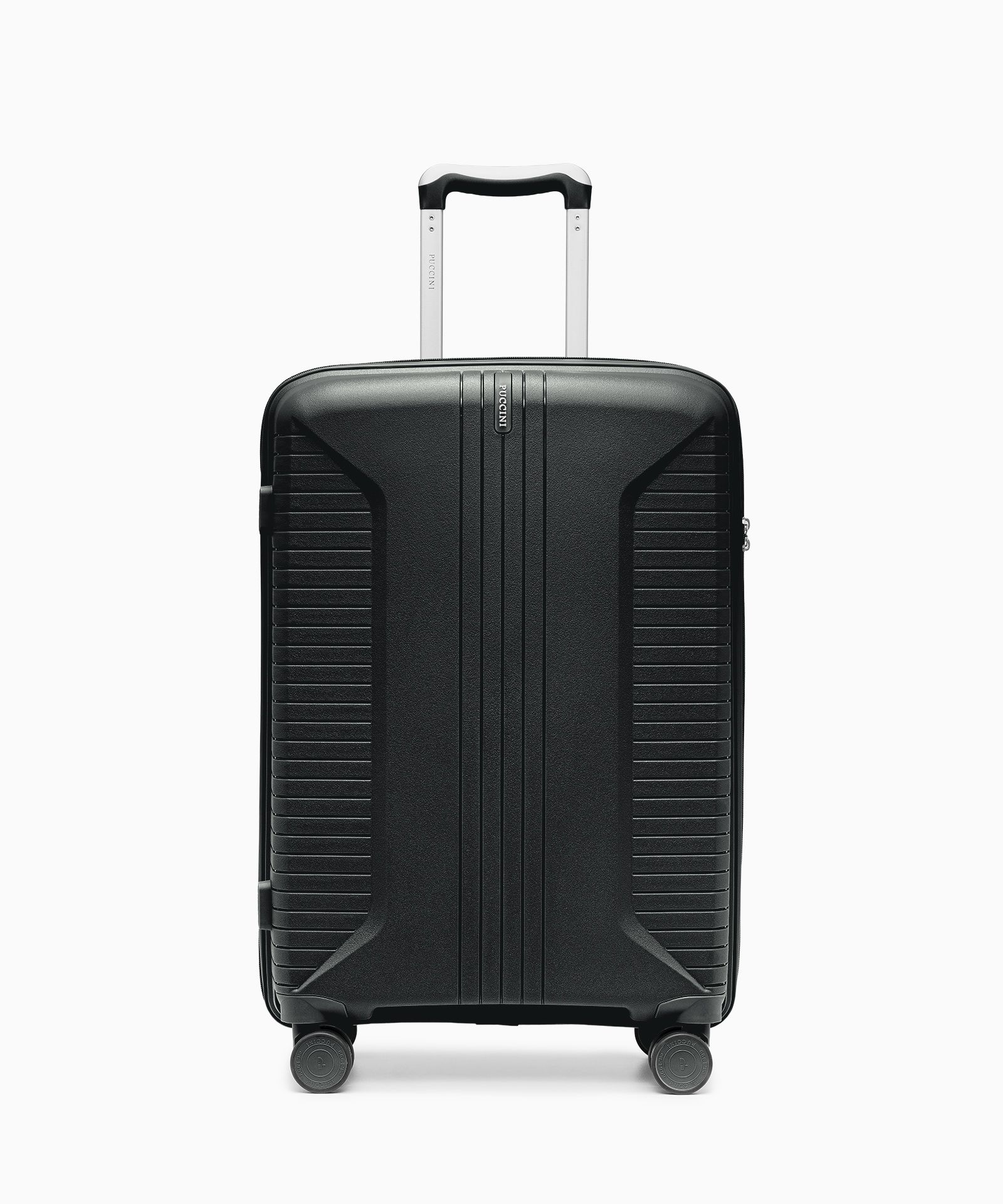 Střední kufr na kolečkách z polypropylenu v černé barvě