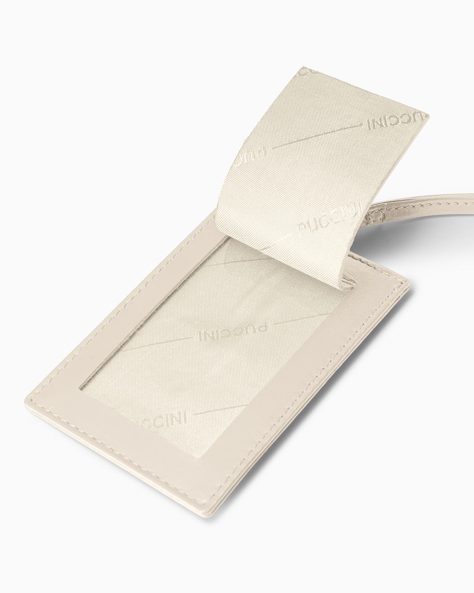 Kožená visačka na zavazadla béžová