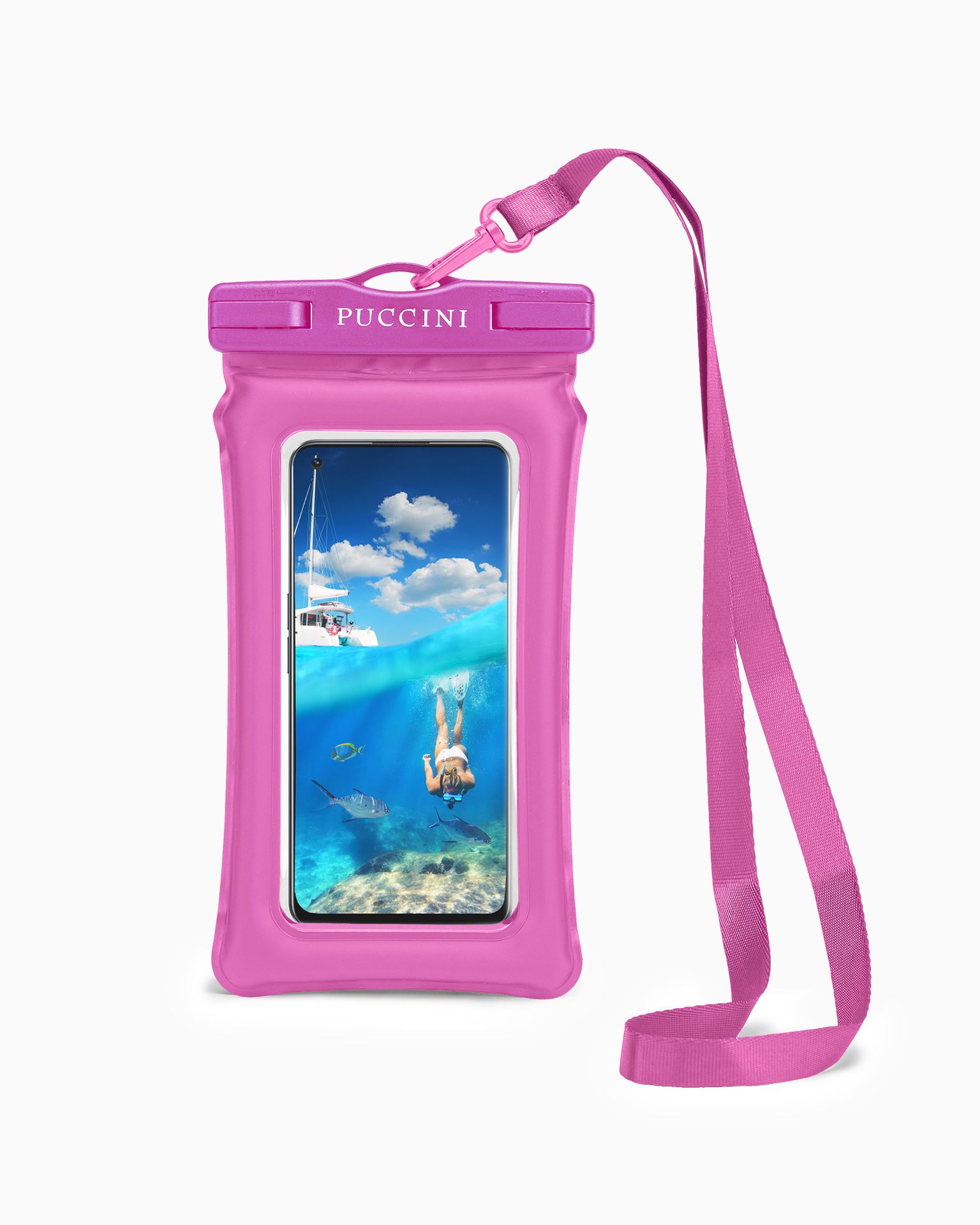 Růžové vodotěsné pouzdro na telefon