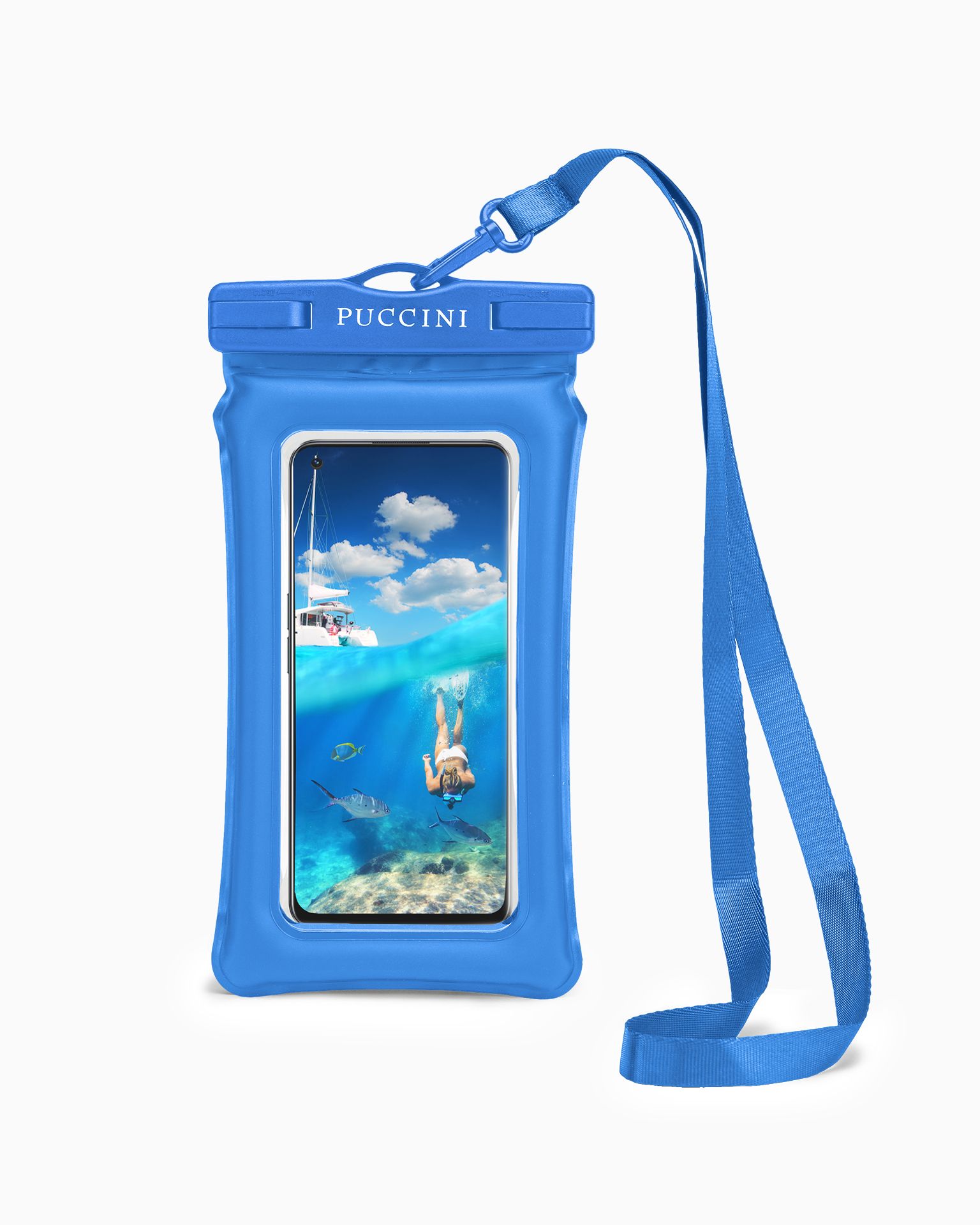 Modré vodotěsné pouzdro na telefon