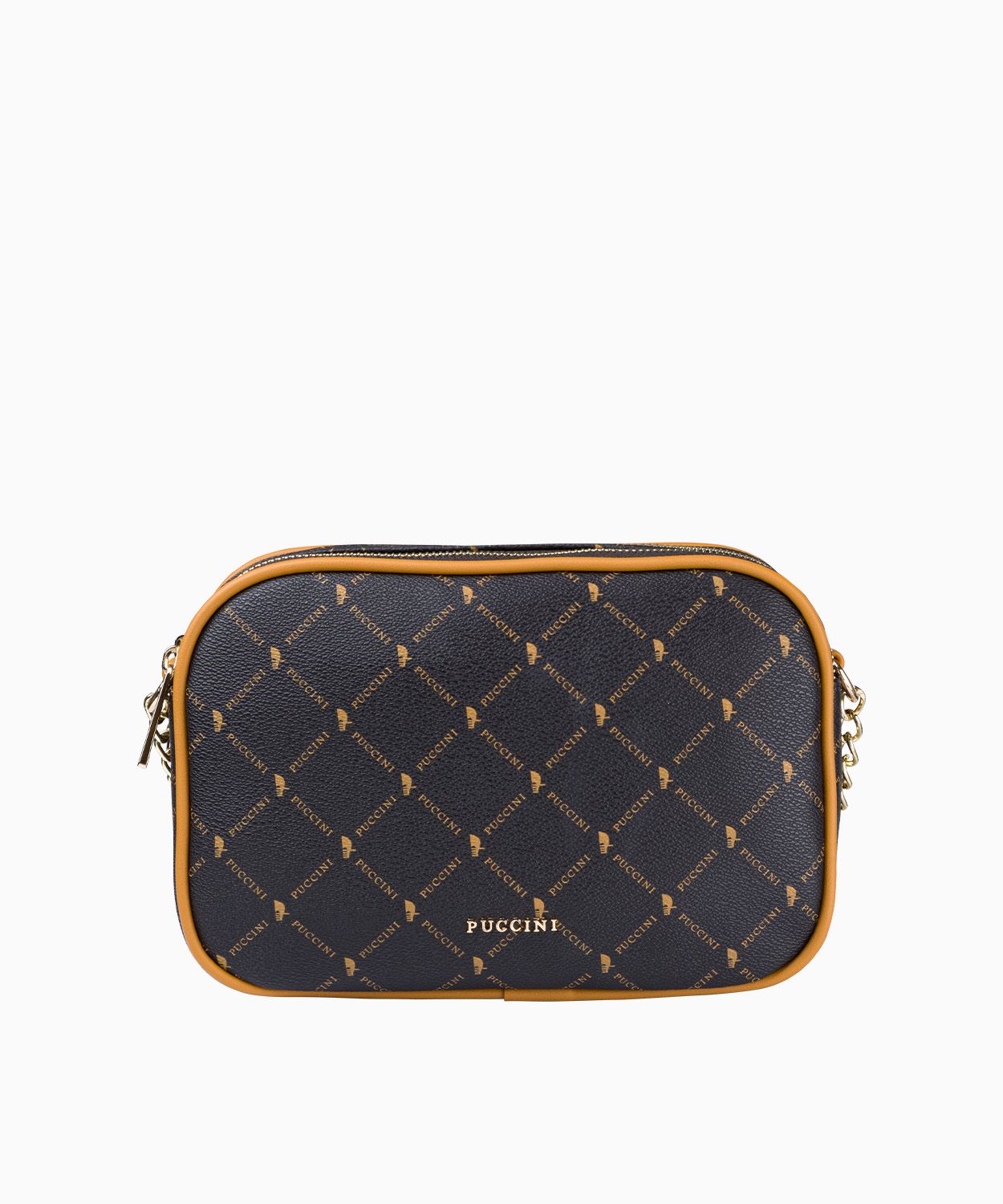 Dvoukomorová kabelka crossbody s řetízkem s logem