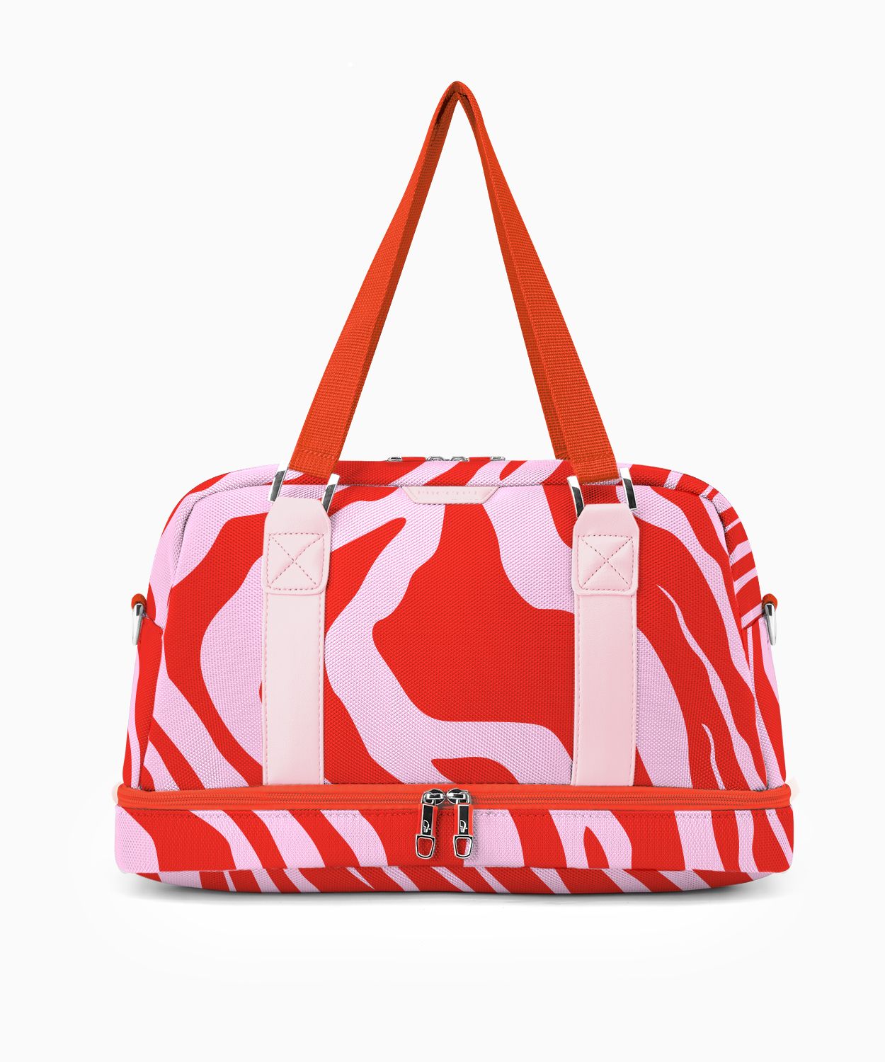 Malá víkendová taška s další přihrádkou na dně - červený potisk