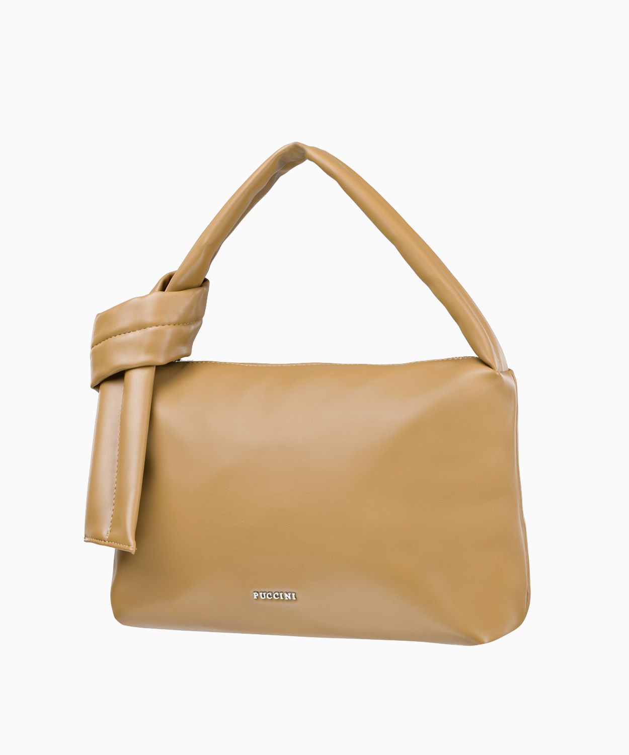 Béžová měkká kabelka typu shopper s uchem na zavazování