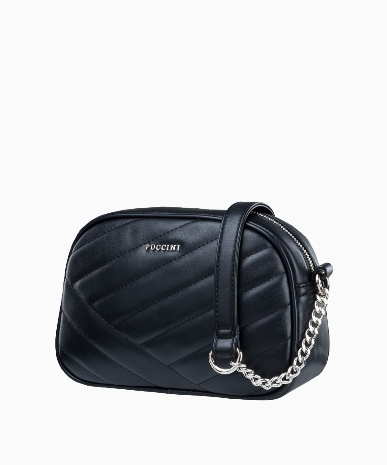 Černá crossbody s ozdobným prošíváním s řetízky
