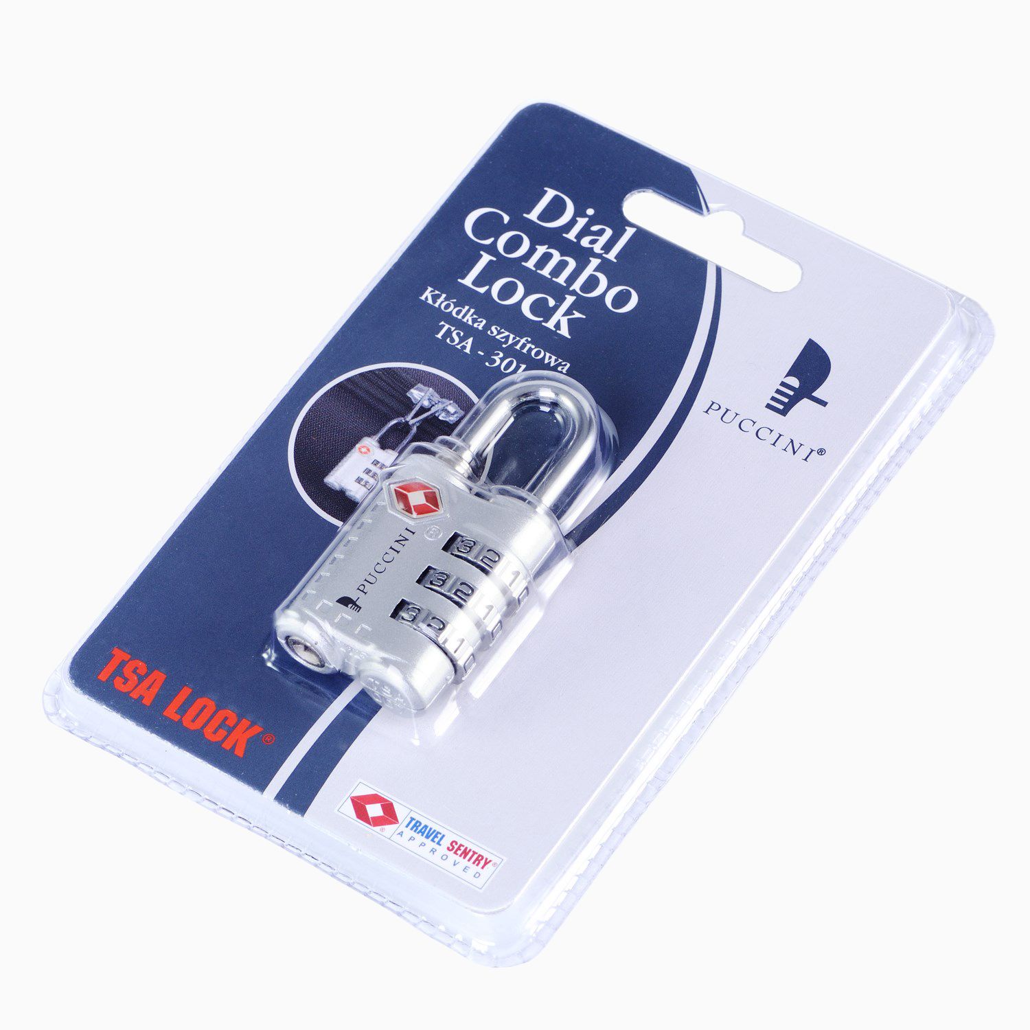 Šedý visací zámek na zavazadla s kombinačním zámkem TSA