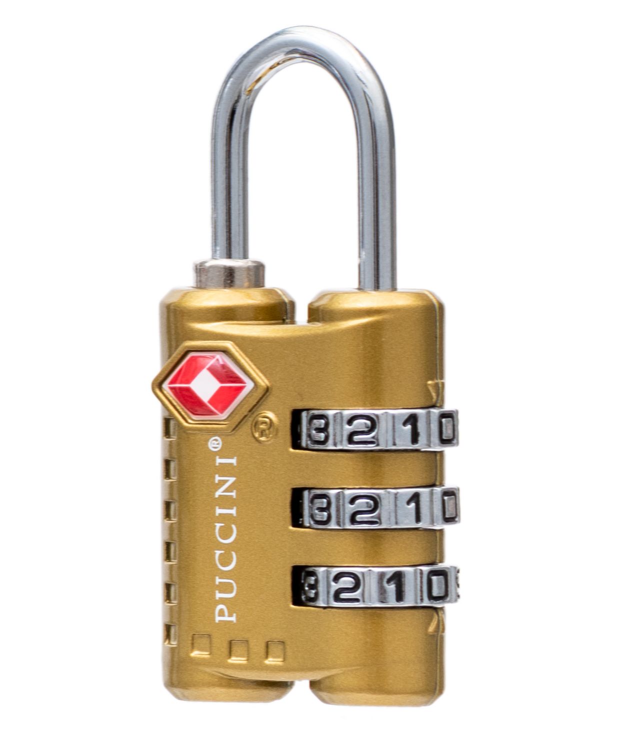 Zlatý visací zámek na zavazadla s kombinačním zámkem TSA