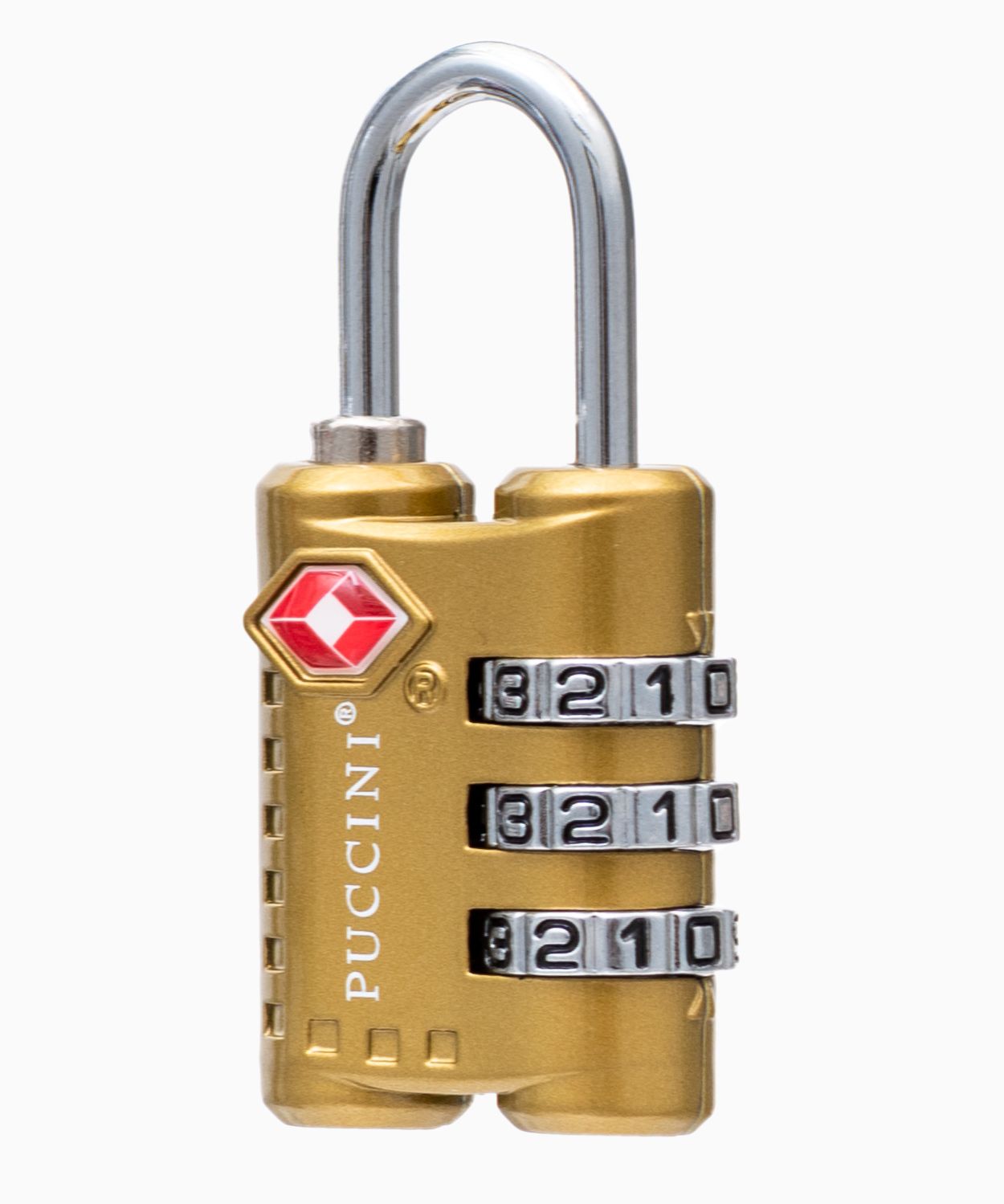 Zlatý visací zámek na zavazadla s kombinačním zámkem TSA