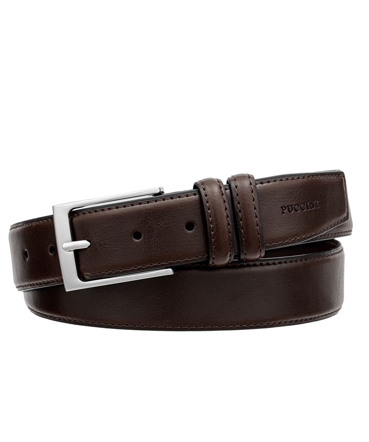 Tmavě hnědý elegantní pánský kožený pásek velikosti l
