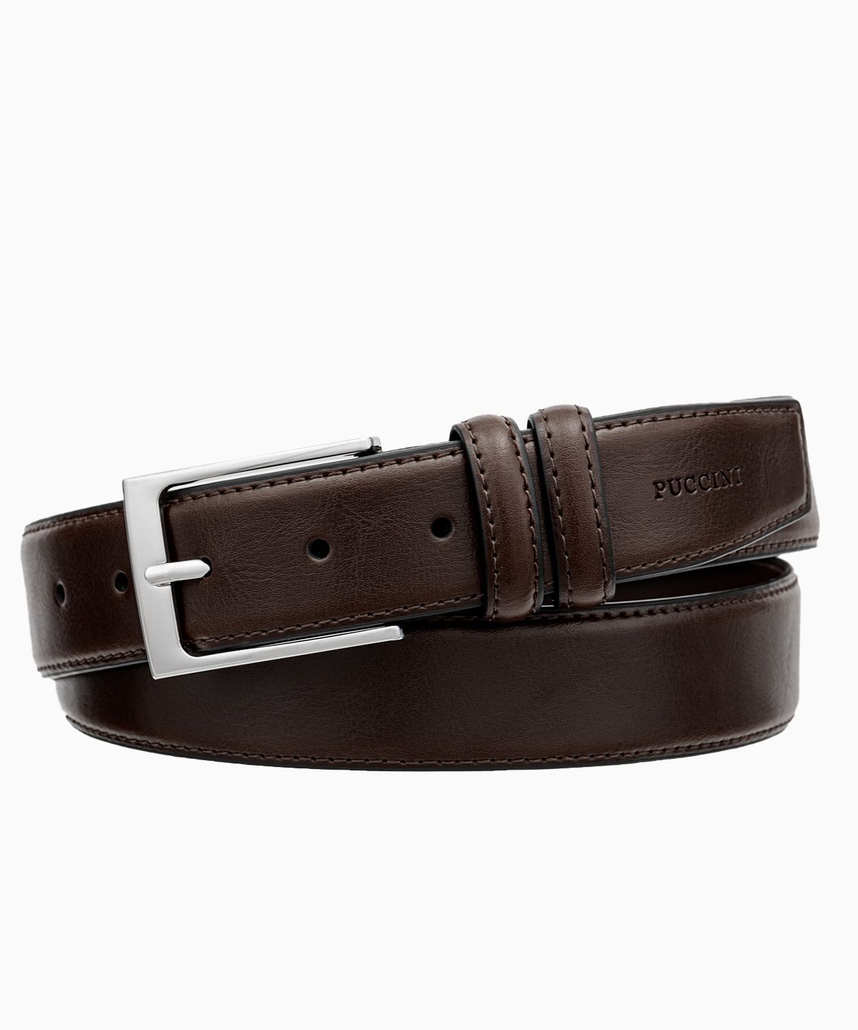 Tmavě hnědý elegantní pánský kožený pásek velikosti l