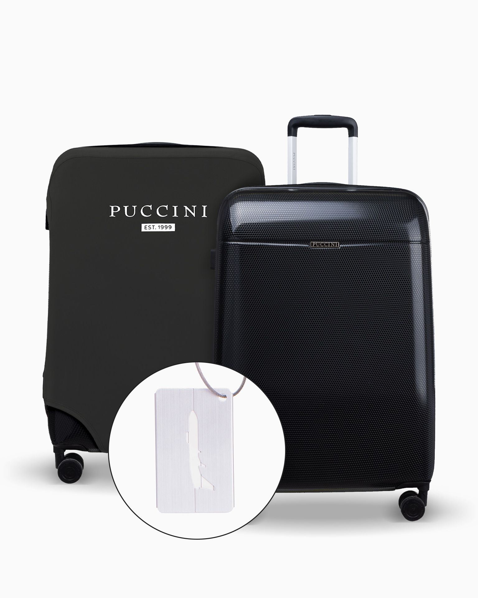 Střední sada kufrů + kufr + visačka na zavazadla