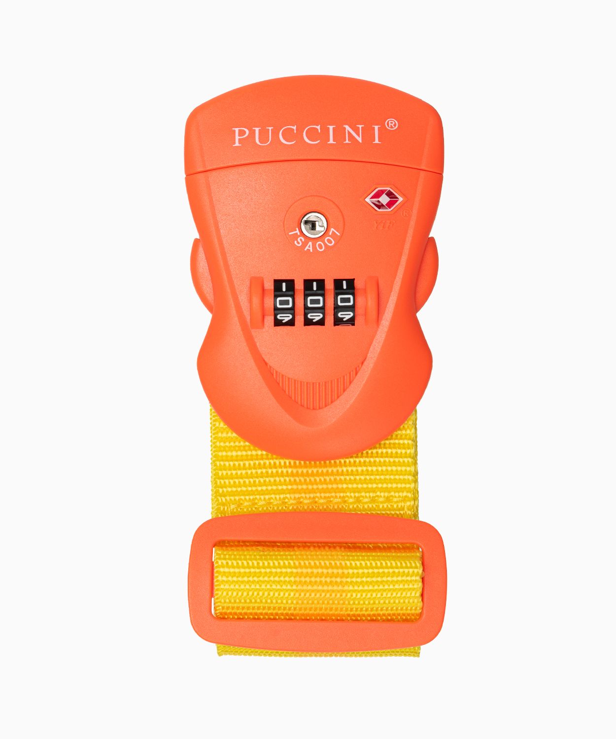 Žlutý bezpečnostní pás na zavazadla s kódem TSA