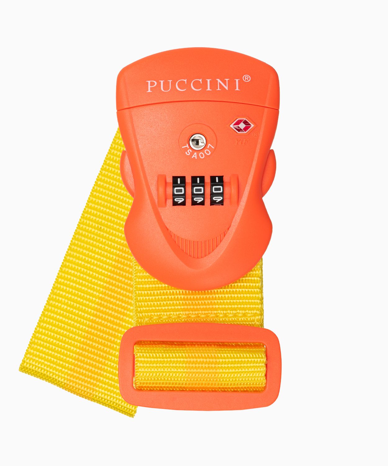 Žlutý bezpečnostní pás na zavazadla s kódem TSA